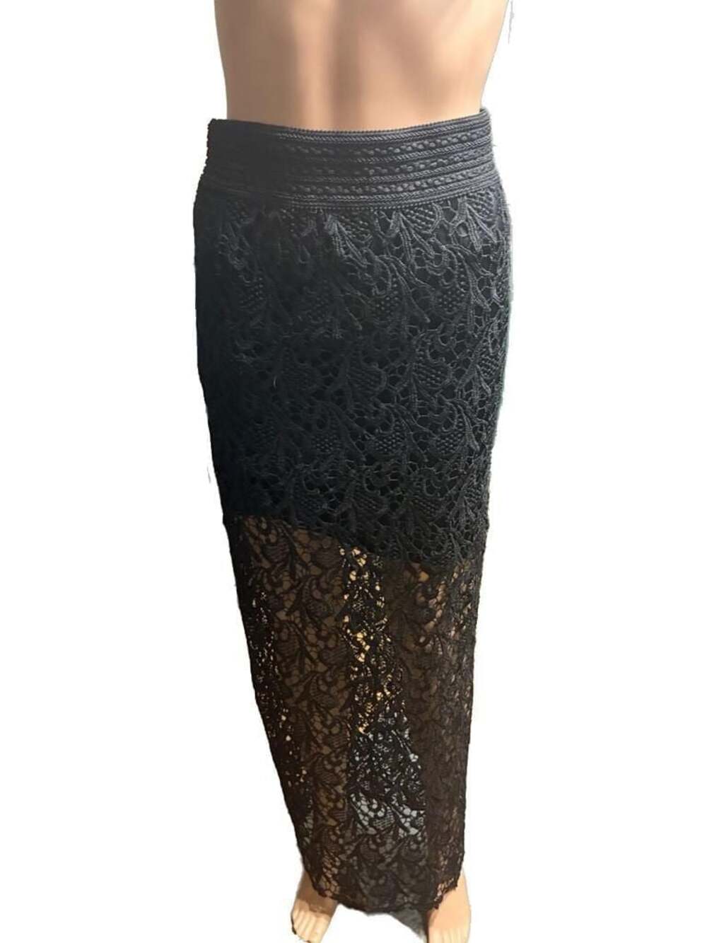 Papaya Black Lace Overlay Maxi Skirt Size M